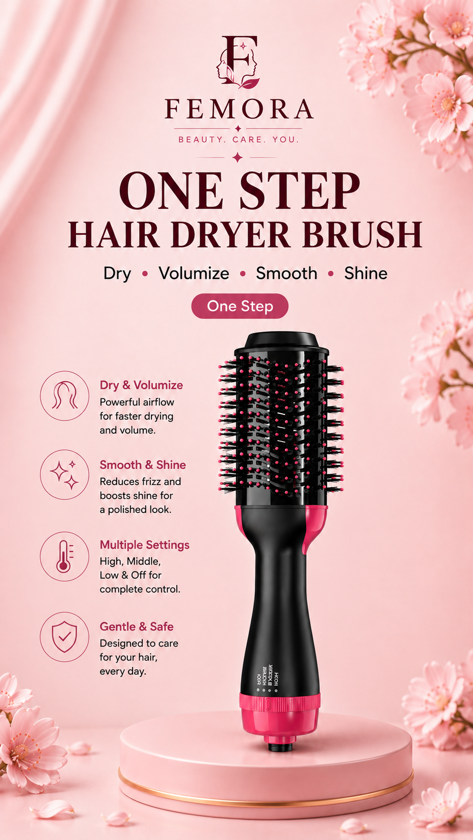 One Step Hot Air Brush - Dryer | Straightener | Curler